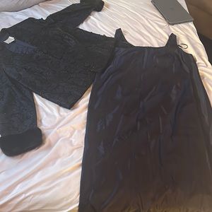 Formal gown with beaded jacket.